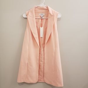 Baby pink long blazer vest